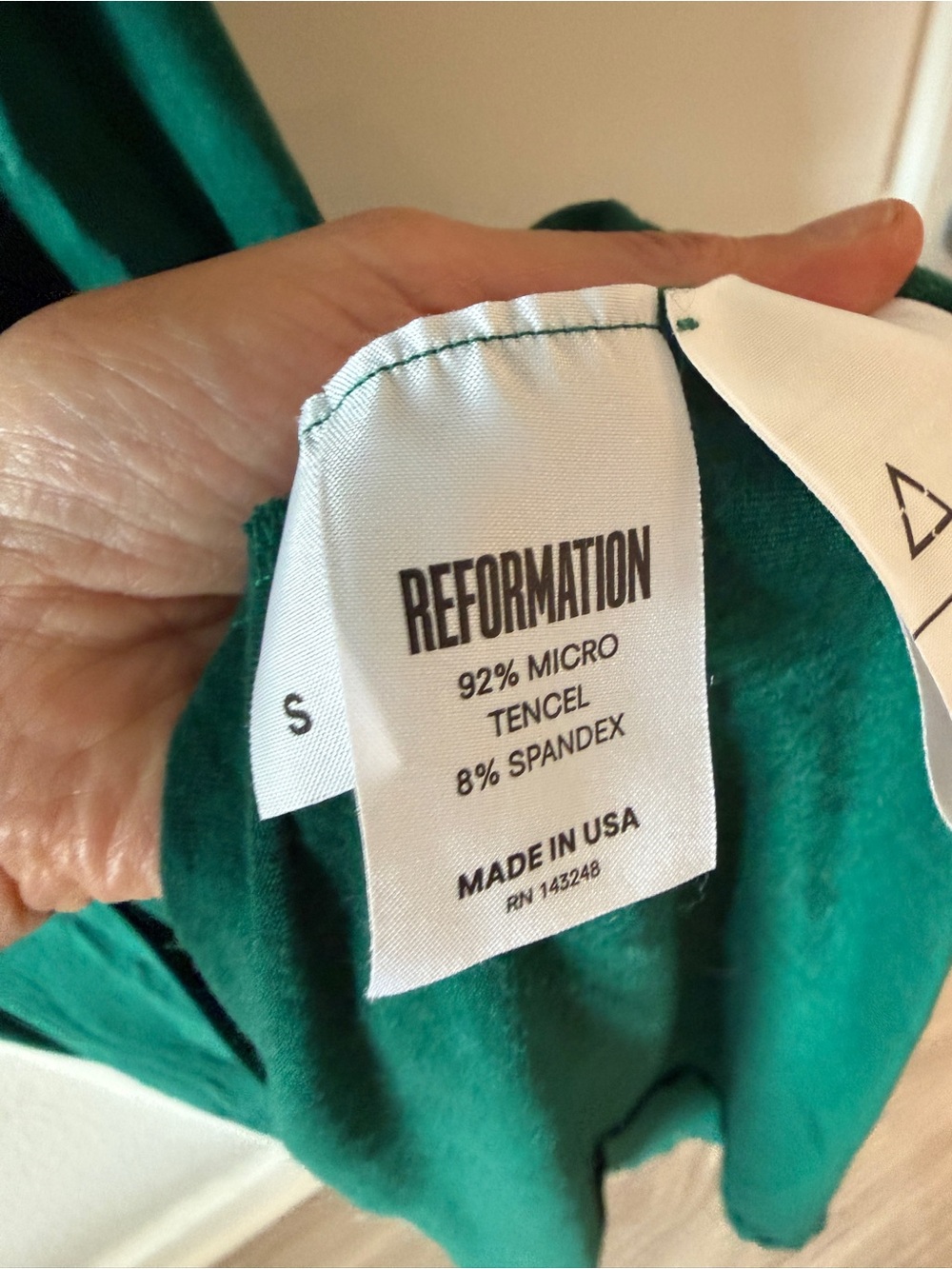 Reformation Aria Tie Front Maxi Long Sleeve Dress Emerald Green Sz Small - Picture 7 of 9